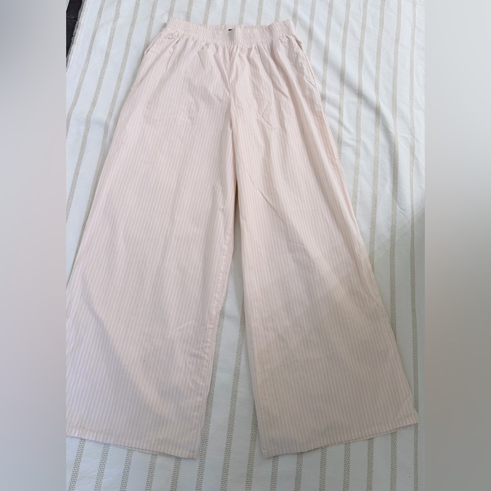 Express High Waisted Poplin Striped Pull On Wide Leg Pant | Size Small - Picture 6 of 13